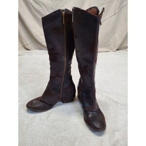Donald J Pilner Devi Brown Leather Grunge Tall High Boots 5.5 Coachella Festival